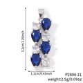 Vertical necklace pendant featuring dark blue pear-cut stones and white cubic zirconia - Dark Blue and White Style B (P2898-21)