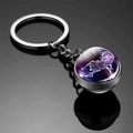 Luminous Scorpio zodiac double-sided glass ball keychain with polished metal ring - Aries