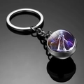 Double-sided glass ball keychain with Virgo constellation and glowing starry sky pattern - Virgo