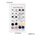 Detailansicht der 12-teiligen bunten Ohrstecker-Sets mit Maßen und Gewichtsangaben - Strasskugel und Rosen Stile (Stil 1) / 12 Paar Set