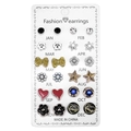 12-Paar Set bunte Kristall-Ohrstecker auf einer Karte mit Geburtsmonat-Thema - Herz und Stern Geometrische Stile (Stil 9) / 12 Paar Set