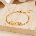 Golden stainless steel Pisces zodiac bubble letter bracelet with lobster clasp - Gold Pisces