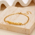 Golden stainless steel Aquarius constellation bracelet with lobster clasp on stone - Gold Aquarius
