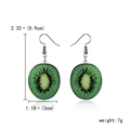 Creative kiwi slice drop earrings made of resin with silver hooks and size labels - Kiwi