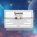 Gemini zodiac bracelet with Tiger Eye, Hematite, and Citrine beads on a gift card - Gemini