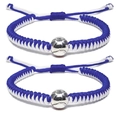 Braccialetti baseball intrecciati blu e bianchi regolabili per coppie, set di due - Baseball Blu Bianco