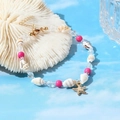 Handmade ocean style anklet with natural shells, blue beads, and a gold starfish charm - Scallop Pendant (Pink Beads 2) / Pink Beads 2