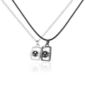 Magnetic camera couple necklaces with sun moon projection heart in silver and black - Matte Black & Silver Camera