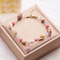Bohemian seashell anklet with pink beads and gold extension chain on silk box - Pink Conch Style (AK24Y0018-3) / Pink Shell (AK24Y0018-3)