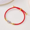 Verstellbares rotes geflochtenes Evil Eye Armband mit Goldfinish und Kristallakzenten - Rotes Seil-Minimalistisches Auge(BR24Y0219)