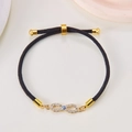 Verstellbares schwarzes geflochtenes Armband mit Unendlichkeitssymbol und Auge Motiv - Schwarzes Seil-Unendlichkeitsauge(BR24Y0223)