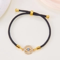 Verstellbares schwarzes Evil Eye Armband mit Goldbeschichtung und Kristallen - Schwarzes Seil-Kleines Rundes Auge(BR24Y0226)