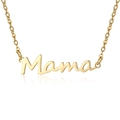Golden double-layer chain necklace featuring a cursive Mama pendant for Mother's Day - Gold Necklace