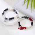 Braccialetti magnetici Halloween per coppie con ciondoli a ragno e pipistrello rosso - Stile Nero Bianco E Grigio (Ragno Argentato E Pipistrello Rosso)