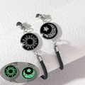 Bracelets de couple soleil et lune lumineux avec cordes tissées et pendentifs brillants - Style Soleil Lune Double Noir (BR24Y0669-1)