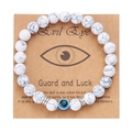 Bracciale di perline in turchese bianco con malocchio blu su carta marrone - Stile Turchese Bianco (BR24Y0308-9)