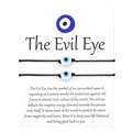 Κοντινό πλάνο από δύο πλεκτά βραχιόλια Evil Eye παρουσιασμένα σε περιγραφική κάρτα δώρου - Μαύρο (2 Τεμάχια)