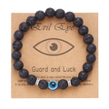 Bracciale Evil Eye da 8mm in pietra lavica nera su confezione in carta kraft - Pietra Vulcanica Nera (BR24Y0308-13)