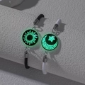 Luminous sun and moon couple bracelets with hand-woven glow in the dark charms - Sun Moon Black White Style (BR24Y0669-2)