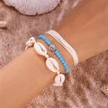 Three-piece bohemian beach bracelet set with natural shells, beads, and a turtle charm - Style 15