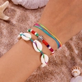 Bohemian beach bracelet set with turtle charm and seashell on a summer background - Style 18