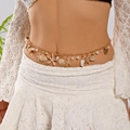 Gold waist chain featuring seashells, starfish pendants and pearls for beach vacation - Shell Starfish Pendant Waist Chain (BJ26Y0032)
