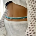 Catenina da vita boho multistrato con perline turchesi e verdi per stili bikini da mare - Blu Bianco a Più Strati con Perline (BJ25Y0027-1)