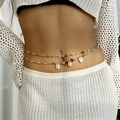 Bohemian double-layer waist chain with green beads, shell pendants, and gravel accents - Green Style