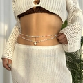 Bohemian colorful beaded waist chain with star beads and natural shell pendant detail - Mixed Color Style