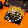 Detalle de pulsera de Halloween en arcilla polimérica con calabaza y fantasma en tarjeta - Mezcla De Cuentas Coloridas De Halloween (BR25Y0382-2)
