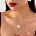 Süßes weißes Geister-Schmuckset mit silberner Kette und passenden Ohrringen für Halloween - Silber Geist Halskette Set (NC25Y0536)