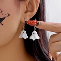 Halloween Geist-Ohrhänger aus weißem Harz für festlichen Modeschmuck-Stil - Weiße Geist Hängeohrringe (ER25Y0134)