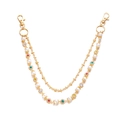 Catena multistrato oro bohémien con perle e ciondoli a fiori con strass colorati - Set Catena Fiore Oro