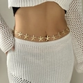 Goldene Taillenkette für Damen mit Seestern-Anhängern im maritimen Urlaubsstil-Design - Gold Seestern Verbundene Taillenkette (BJ26Y0028)
