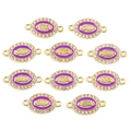 Lot de 10 breloques Vierge Marie dorées avec émail violet et strass blancs - Violet
