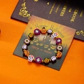 Pulsera de Halloween hecha a mano con cuentas de arcilla, calabaza, fantasma y cráneo - Estilo Elementos Calavera Y Globo Ocular Halloween (BR25Y0382-3)