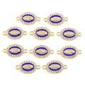Détail de connecteurs ovales Vierge Marie en émail bleu avec strass pour bijoux - Bleu royal