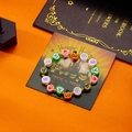 Pulsera de Halloween con cuentas de arcilla hechas a mano con motivos de calabaza, fantasma y calavera - Mezcla Clásica Festiva De Varios Patrones (BR25Y0382-4)