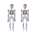 Ohrhänger mit Halloween-Skelett, besetzt mit irisierenden Strasssteinen und Silberlegierung - Gelenkige Ganzkörper-Skelett-Ohrhänger (ER25Y0177) / Gunmetal