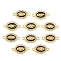 Détail de 10 pendentifs ovales Vierge Marie dorés avec strass pour bijoux DIY - Noir