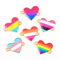 Charm connecteur cœur arc-en-ciel en alliage pour bijoux DIY divers coloris Pride - Or