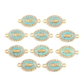 Détails de pendentifs ovales de la Vierge Marie en alliage avec émail bleu et strass - Bleu lac