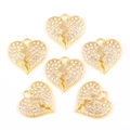 Lot de 6 breloques cœur brisé dorées avec cristaux pavés pour bijoux DIY - Style Coeur Brisé (px1045-1)
