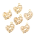 Lot de 6 breloques cœur doré évidé avec strass pour création bijoux DIY - Style Double Coeur Superposé (px1045-6)