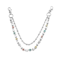 Catena per pantaloni multistrato con perle e ciondoli floreali su metallo argento - Set Catena Fiore Argento