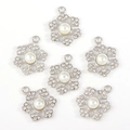 Set aus sechs Schneeflocken-Anhängern mit Perlen und Strass für DIY-Schmuck - Silber Perle Schneeflocke (Abb 8)