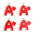 Detailed view of red enamel A+ grade alloy pendants with gold trim for DIY jewelry - A Plus Grade Symbol (px1066-5)