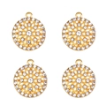 Gros plan de quatre pendentifs flocon de neige en alliage doré avec strass blancs brillants - Style Flocon de Neige Rond Strass Doré (px1086-1)