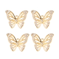 Détail de quatre pendentifs papillons dorés avec cristaux blancs pour création de bijoux DIY - Style Papillon Creux Strass Doré (px1086-2)