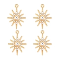 Détails de quatre pendentifs en étoile dorée avec strass blancs pour bijoux artisanaux - Style Étoile Rayonnante Strass Doré (px1086-3)